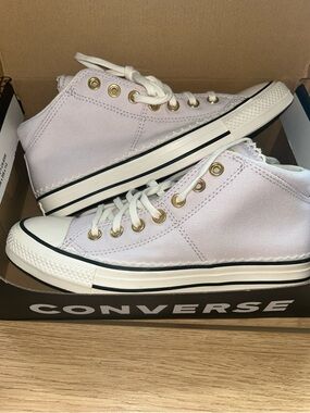 NWT Converse High Top Sneakers in Pale Purple with Gold Eyelets